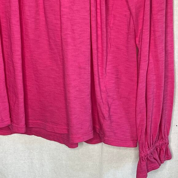 Sundry Gathered Raglan Long Sleeve Top Hot Pink Size 1 Small Pleated Loose Fit - Picture 5 of 10